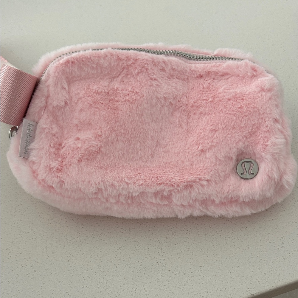 Lululemon Athletica Soft Pink Furry Crossbody Bag